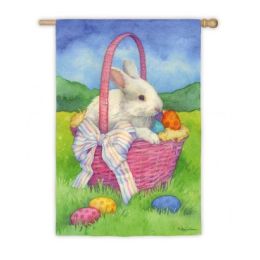 Bunny in a Basket Spring Easter Garden Flag