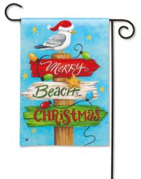 Merry Christmas & Beach Winter Holiday BreezeArt Garden Flag
