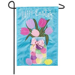 Easter Mason Jar Garden Applique Flag â€“ 12.5 x 18