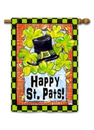 Outdoor Decorative Garden or House Flag - Checkerboard St. Pat's (Flag size: 28" x 40")