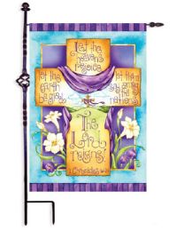 The Lord Reigns Easter Cross Spring Holiday Decorative Flags (Flag size: 12.5" x 18")