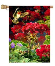 Ruby Red Hummer Spring Seasonal Flag & Mat Collection (Select Flag or Doormat: 28" x 40")