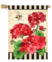 Geranium Stripes Spring Seasonal Flag & Mat Collection (Select Flag or Doormat: 28" x 40")