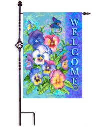 Welcome Pansies Spring Garden & House Flag or Doormat (Select Flag or Doormat: 12.5" x 18")