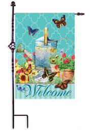 Watering Can Butterflies Spring Seasonal Flags & Doormat (Select Flag or Doormat: 12.5" x 18")