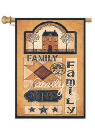 Family Patchwork Inspirational Garden or House Flag & Doormat (Select Flag or Doormat: 28" x 40")
