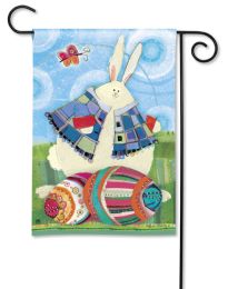 Funny Bunny Easter Spring Holiday Flag and Doormat Collection (Select Flag or Doormat: 12.5" x 18")