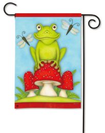 Spring Seasonal Happy Frog Garden Flag and Welcome Mat (Select Flag or Doormat: 12.5" x 18")