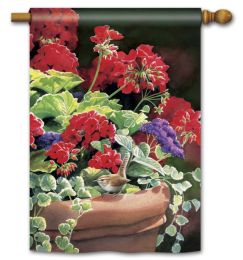 Geranium Visit Decorative Garden or House Flag & Doormat (Select Flag or Doormat: 28" x 40")