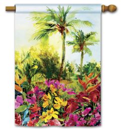 Tropical Paradise Decorative Garden or House Flag & Doormat (Select Flag or Doormat: 28" x 40")