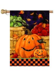 Outdoor Decorative House Flag - Jolly Pumpkins