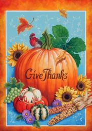 Give Thanks Thanksgiving Harvest Fall Seasonal Garden Flag