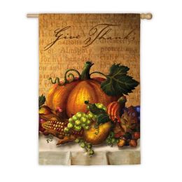 Give Thanks Table Thanksgiving Pumpkin Garden Flag