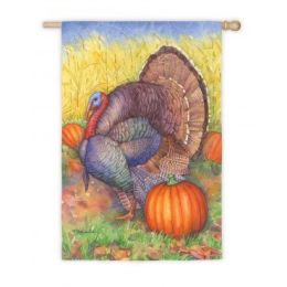 Turkey in Pumpkin Patch Fall Seasonal Garden Flag