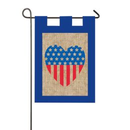 Burlap Patriotic Heart Decorative Outdoor Garden Flag