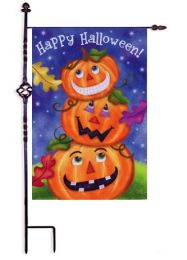 Stack of Pumpkins Happy Halloween Garden Flag