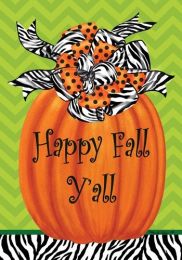 Zebra Pumpkin Happy Fall Seasonal SolarSilk Garden Flag