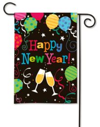 Happy New Year Champange & Balloons Celebration Garden Flag