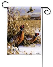 Pheasant Winter Meadow Outdoor BreezeArt Garden Flag