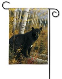 Black Bear in Woods Fall Animal BreezeArt Premium Garden Flag