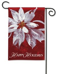 White Poinsettia Winter Holiday Outdoor Premium Garden Flag