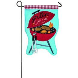 Grillin' and Chillin' Applique Flag - 12.5 x 18