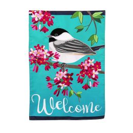 Spring Chickadee Garden Applique Flag - 12.5 x 18