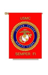 USMC Military Pride Decorative Garden or House Flag (Flag size: 28" x 40")