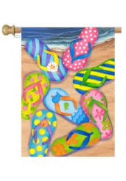 Flip Flop Beach Summer Seasonal Decorative Flags (Flag size: 28" x 40")