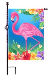 Flamingo Floral Spring Seasonal Decorative Garden or House Flag (Flag size: 12.5" x 18")