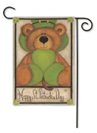 Outdoor Decorative Garden or House Flag - St. Pat's Bear (Flag size: 12.5" x 18")