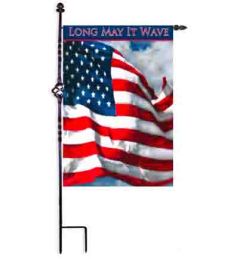 Long May it Wave Patriotic Garden or House Flag (Flag size: 12.5" x 18")