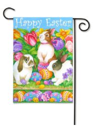 Decorative Garden & House Flag or Doormat - Easter Egg Bunnies (Select Flag or Doormat: 12.5" x 18")