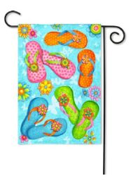 Outdoor Decorative Garden or House Flag - Floral Flip Flops (Flag size: 12.5" x 18")