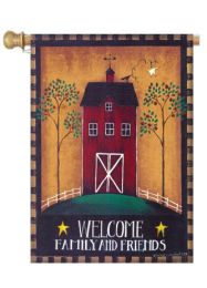 Welcome Barn Fall Season House Flag or Welcome Doormat (Select Flag or Doormat: 28" x 40")