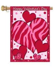 Red Hot Zebra Valentine Decorative Garden or House Flag (Flag size: 28" x 40")