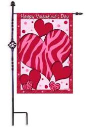 Red Hot Zebra Valentine Decorative Garden or House Flag (Flag size: 12.5" x 18")