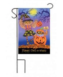 Outdoor Decorative Garden or House Flag - Halloween Owls (Flag size: 12.5" x 18")