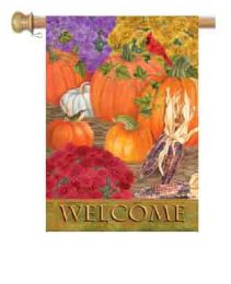 Decorative House & Garden Flag or Doormat - Pumpkins & Mums (Select Flag or Doormat: 28" x 40")