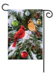Decorative House & Garden Flag or Doormat - Cardinals & Ornaments (Select Flag or Doormat: 12.5" x 18")