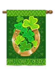 Outdoor Decorative Garden or House Flag - Horseshoe Clover (Flag size: 28" x 40")