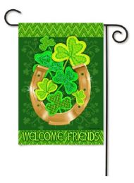 Outdoor Decorative Garden or House Flag - Horseshoe Clover (Flag size: 12.5" x 18")