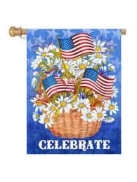Daisies & Flags Patriotic Celebration Garden or House Flag (Flag size: 28" x 40")