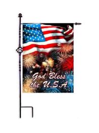 God Bless the USA Fireworks Decorative Holiday Flags (Flag size: 12.5" x 18")