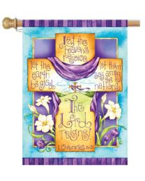 The Lord Reigns Easter Cross Spring Holiday Decorative Flags (Flag size: 28" x 40")