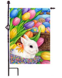 Bunny & Basket Easter Holiday Garden & House Flag (Flag size: 12.5" x 18")