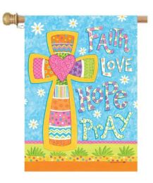 Faith Hope Love Pray Easter Garden & House Flag (Flag size: 28" x 40")