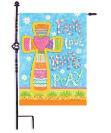 Faith Hope Love Pray Easter Garden & House Flag (Flag size: 12.5" x 18")