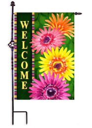 Welcome Gerberas Spring Seasonal Decorative Flag & Mat Collection (Select Flag or Doormat: 12.5" x 18")