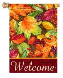 Decorative House & Garden Flag or Doormat - Welcome Leaves (Select Flag or Doormat: 28" x 40")